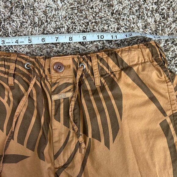 Closed Tie Waist Zip Up Neutral Tropical Abstract Printed Shorts Sz 26 - Picture 5 of 11